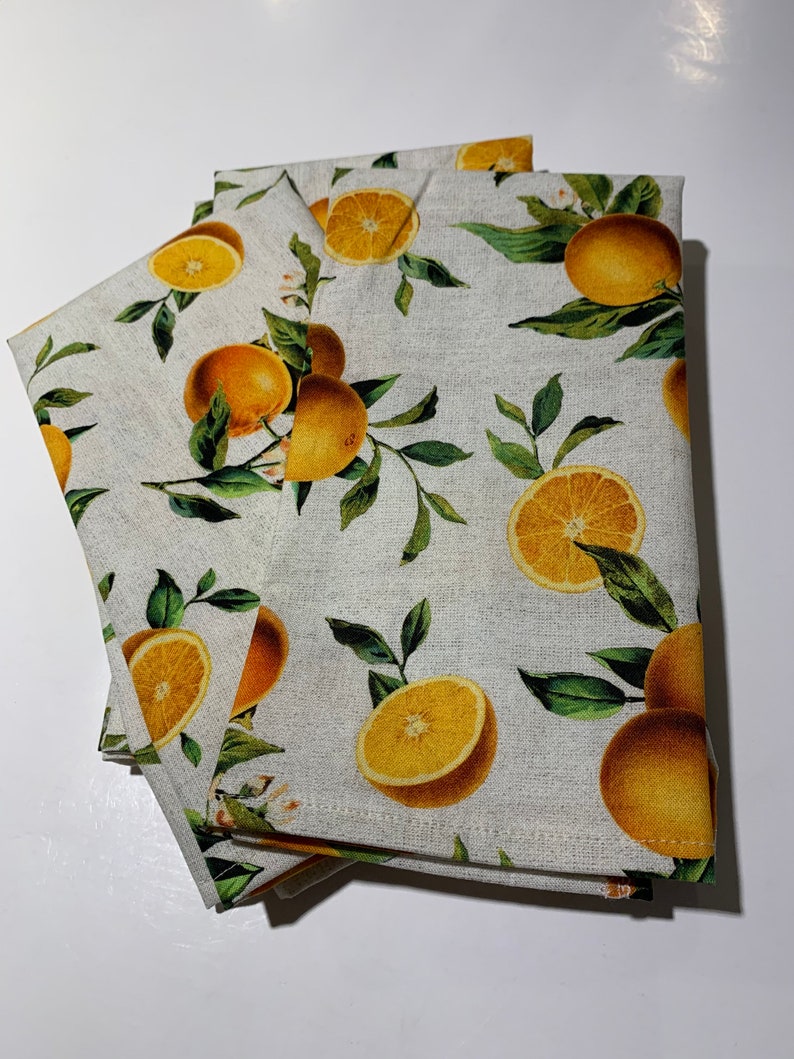Orange Groves Cloth Napkins Fabric Napkins Fabric Dinner Etsy
