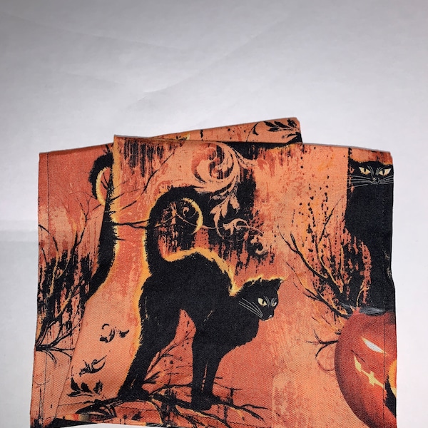 Black Cats Set 6, table napkins, table dinner napkins, cloth napkins, cloth dinner napkins, fabric napkins, fabric dinner napkins, napkins,