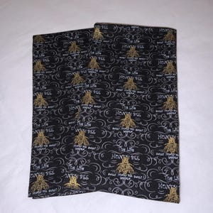 Gold Bees Set of  2, Reusable napkins, cloth napkins, Fabric Dinner Napkins, Cloth napkins, cloth dinner napkin, table napkin, dinner napkin