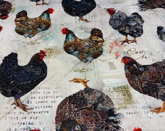 Rooster Cloth Dinner Napkins, 100% Cotton Fabric Table Napkins