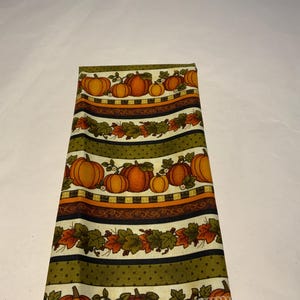 Handmade Fall Cloth Napkin, Pumpkins & Leaves Print
