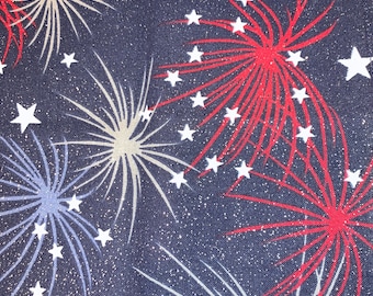 Handmade Patriotic Fireworks Cloth Dinner Napkin, 100% Cotton, Reusable