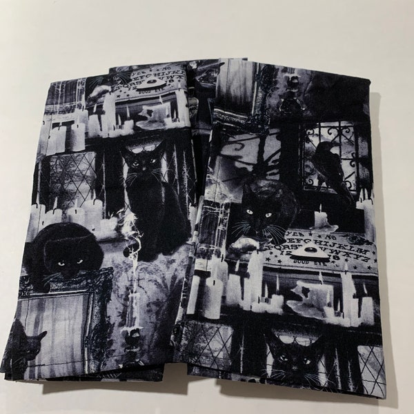 Cloth Dinner Napkins, Haunted Kitty, reusable napkin, table napkin, dinner napkin, cloth napkin, fabric napkin, Table dinner napkin, napkin