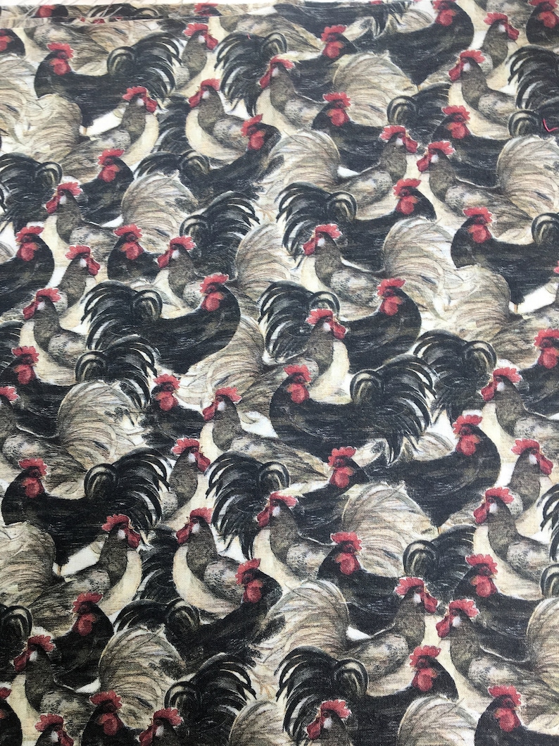 4 Black Gray Roosters Single Sided ClothFabric Dinner Napkins