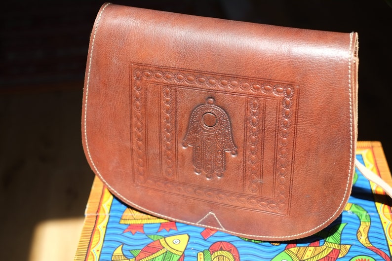 Leather Crossbody Handbag Shoulder Bag Handstitched Tan Satchel
