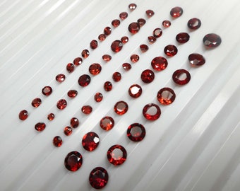 Natural Red Garnet: Round Faceted Gemstone (1 mm to 6 mm)