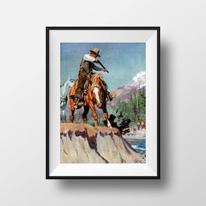 PRINTABLE 1908 &quot;Surprised&quot; Philip R. Goodwin, Cowboy Art, Vintage Print Instant Download Digital Wall Art Print DIY Home Decor