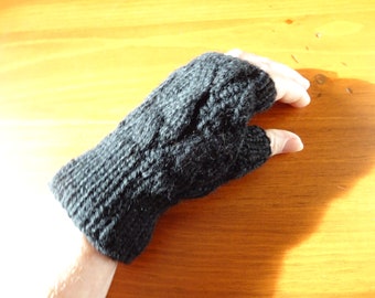 Hand Knit Cottage Heather Tweed Merino and Donegal Tweed Fingerless Gloves