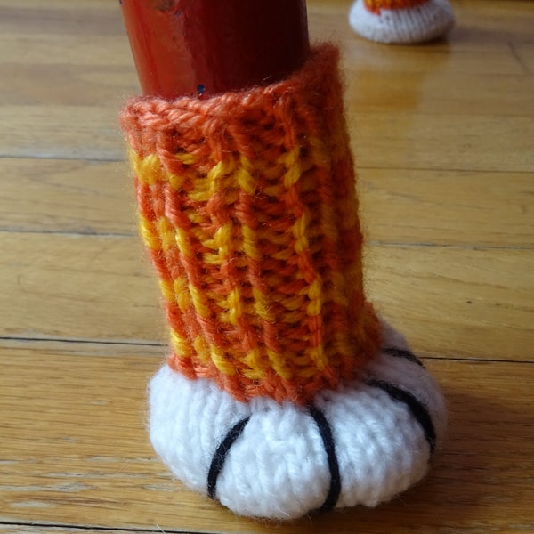 Hand Knit "Kitty Paws" Chair Socks - Orange Tabby