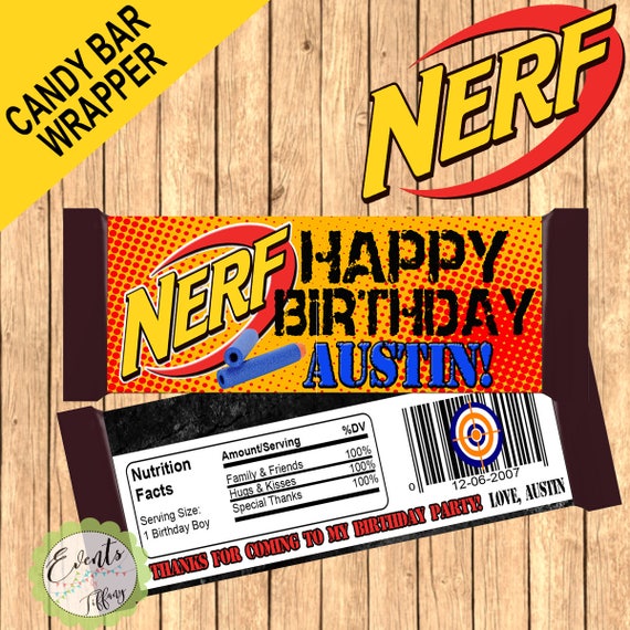 Nerf Custom Candy Bar Wrapper Nerf Custom Wrapper Nerf Etsy