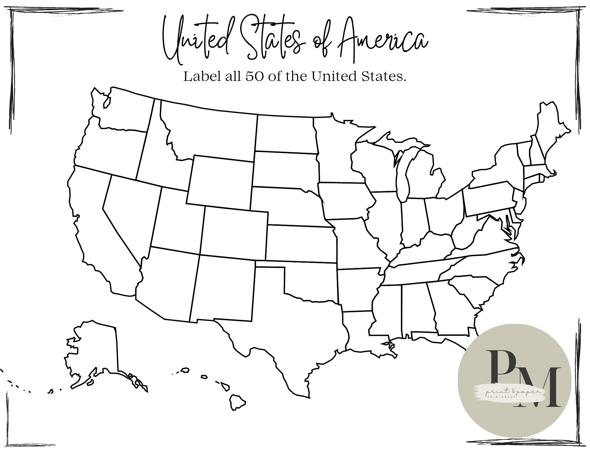 United States Map Worksheet Printable Etsy Il Fullxfull.5992046035 Eauj 