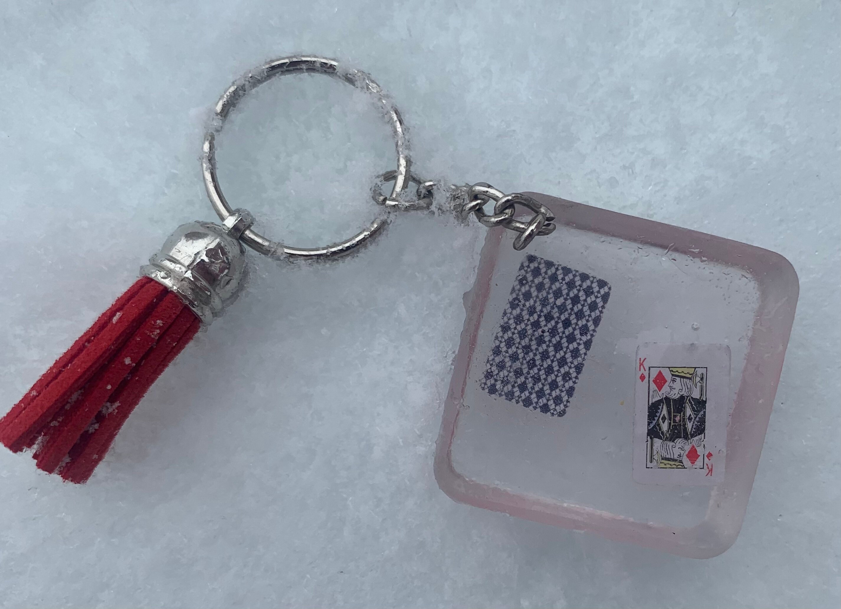 Clear Playing Card Resin Keychain Etsy