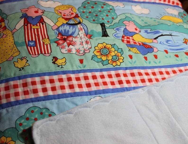 Handmade Infant Quilt 44 x 64 Farm Animals and fleece backing