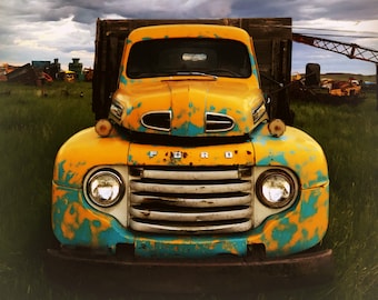 Yellow Farm Truck Printable Download Photography Rustic Americana Photograph