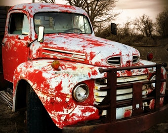 Red Farm Truck Printable Download Fine Art Photography Rustic Americana Decor