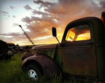 Farm Truck Sunset Afdrukbare Download Rustieke Americana Fotografie