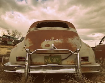 Oude Packard Junkyard Afdrukbare Download Rustieke Americana Fotografie