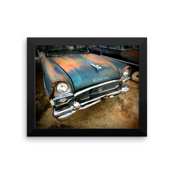 Packard Framed Poster Old Car Pic Mid Century Decor Junkyard Rustic Retro Rat Rod Decor Rockabilly Interior Design