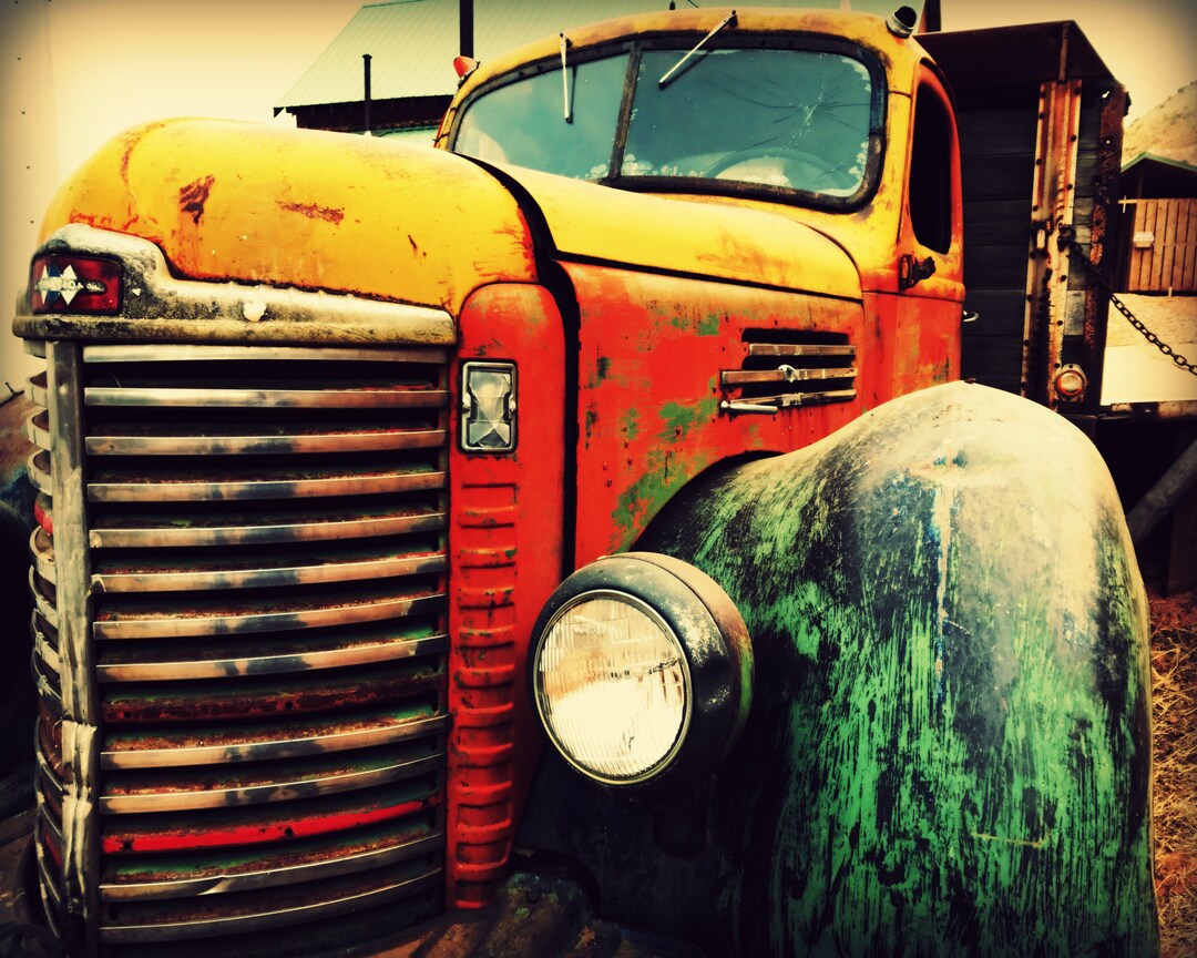 International Farm Truck Printable Download Photo Rustic Home Decor - Etsy