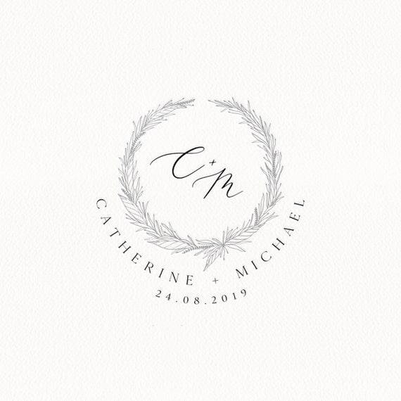 Download Wedding Logo Design Custom Wedding Monogram Wreath Etsy