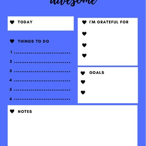 Today is going to be Awesome A4 Daily Goal Setting Printable Planner PDF - Female Entrepreneur, Girl Boss, Gratitude, Notes, Printable
