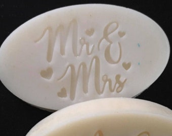Timbro per sapone &quot;Mr & Mrs Wedding&quot; - impronta: 41 mm x 38 mm (1,61&quot; x 1,49&quot;)