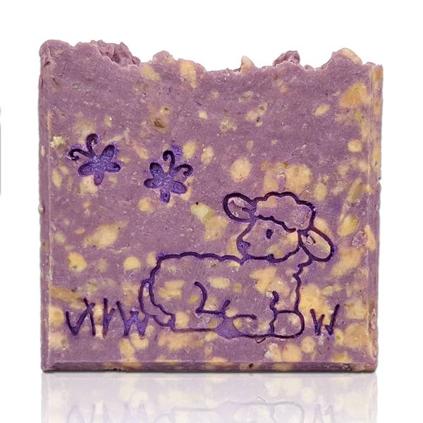 Little Lamb Lying in Grass Soap Stamp -  footprint: 2.2" x 1.38"  (56mm x 35mm)