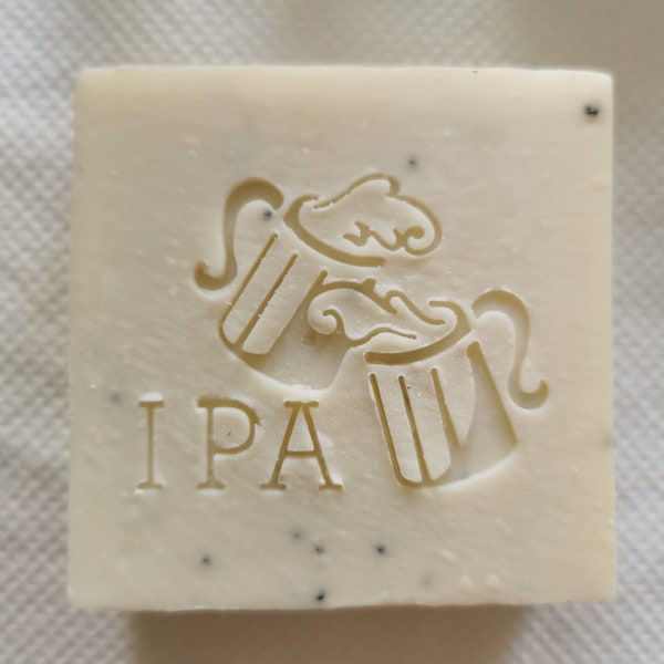 IPA Beer Soap Stamp - Footprint  2.04" x 1.57" (52mm width x 40mm height)