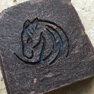Horse Head Soap Stamp - footprint: 1.65&quot; x 1.53&quot; (42mmx39mm) - with universal handle