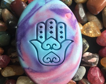 Timbro per sapone a forma di Hamsa (Mano di Fatima) - 34 mm x 35 mm