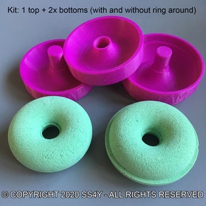 Small donut bath bomb mould kit - 2.25&quot; (57mm) diameter - children&#39;s favourite, made in UK