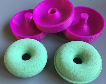 Small donut bath bomb mould kit - 2.25" (57mm) diameter - children's favourite, made in UK