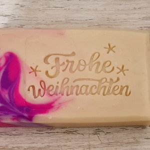 Frohe Weihnachten seifenstempel - tamaño 2,16&quot; x 1,22&quot; (55 mm x 31 mm)