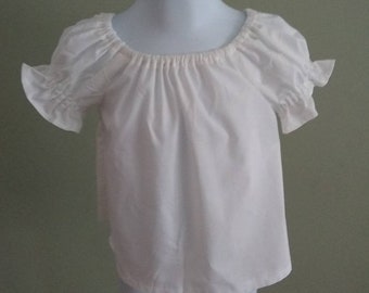 Girls Peasant Blouse for Under Jumpers or Sleeveless Dresses (Sizes 2/3, 4/5, 6/6X, 7/8, and 9/10)