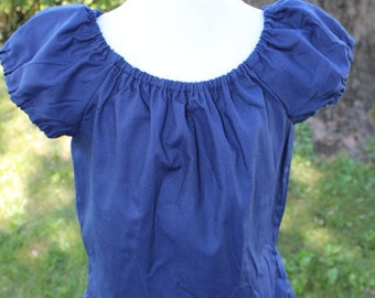 Size 4 Navy Peasant Blouse (Girls)