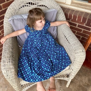 Girls Navy and Turquoise Flannel Peasant Dress, Multiple Sizes Available!; Also available with Long Sleeves