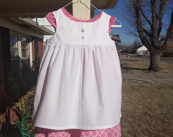 Girls White Pinafore Size 3/4