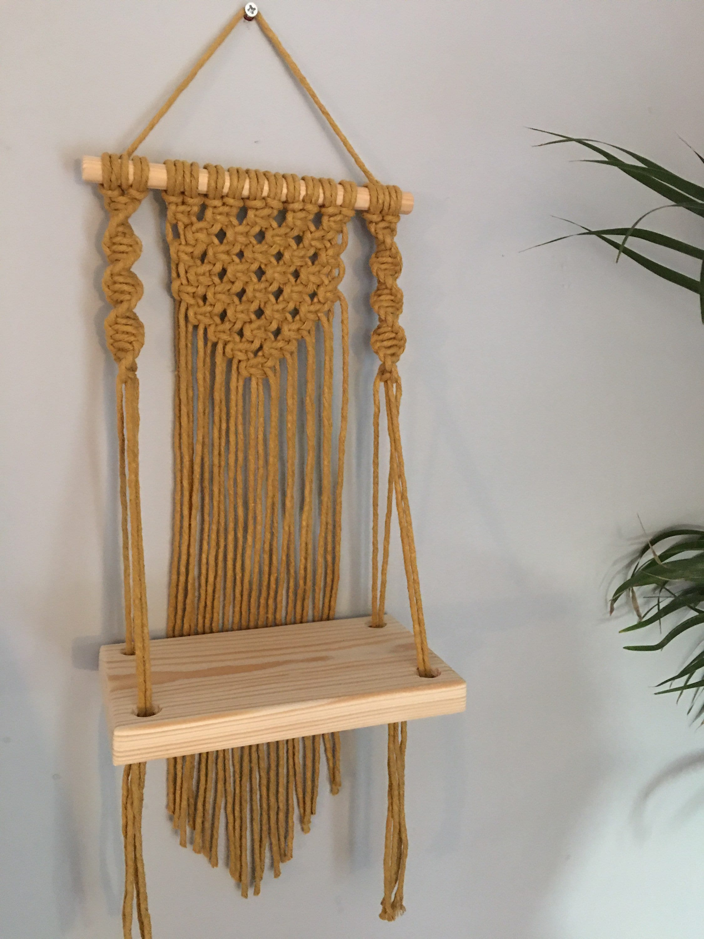 Kit Mini Macramé Shelf Hanging in Mustard Etsy