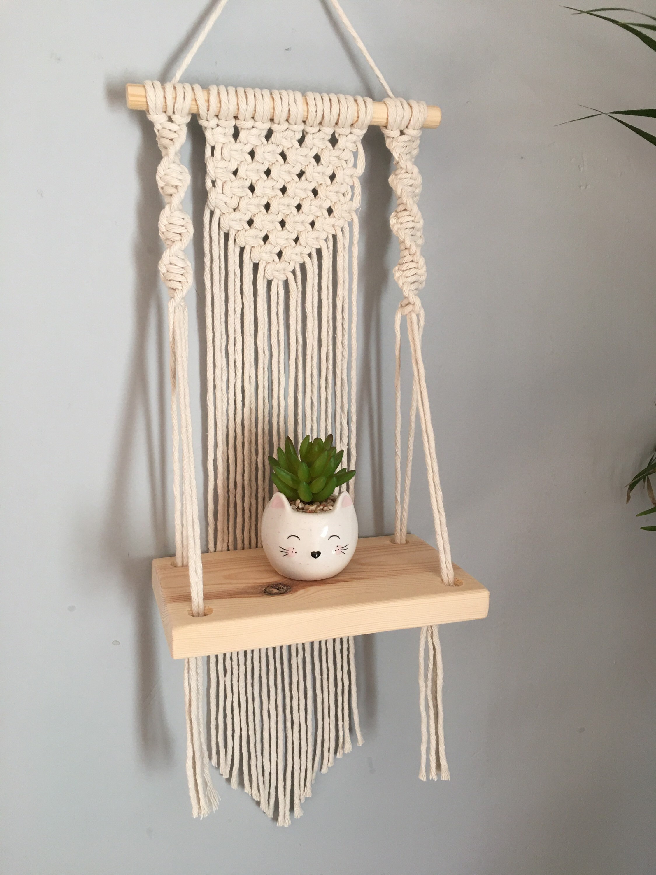 Kit Mini Macramé Shelf Hanging in Natural Etsy