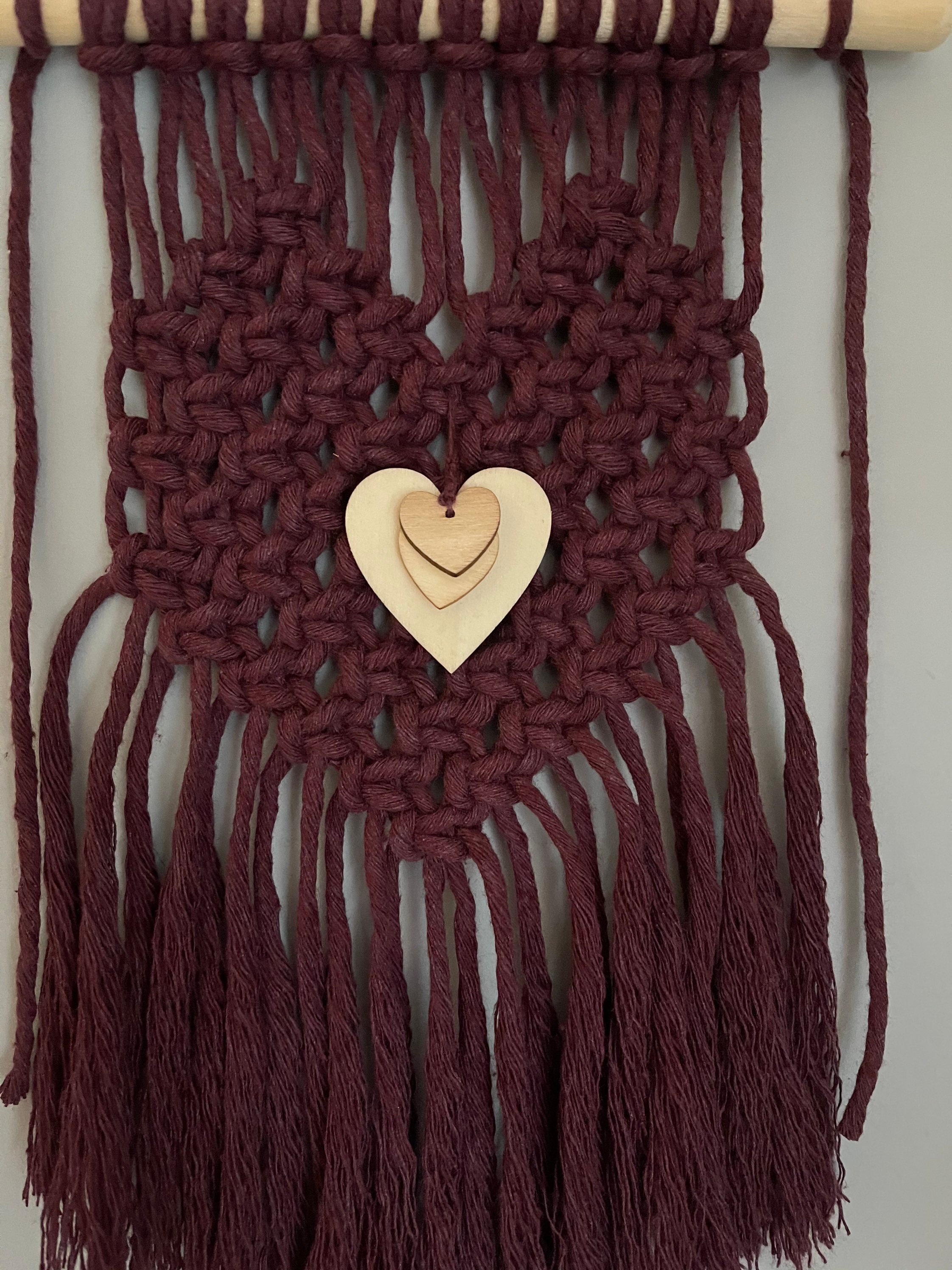 Macrame Heart Hanging in Berry Etsy
