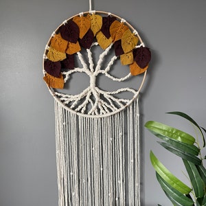 Macrame Kit - Large Tree of Life With Dark Autumnal Leaves - Etsy UK