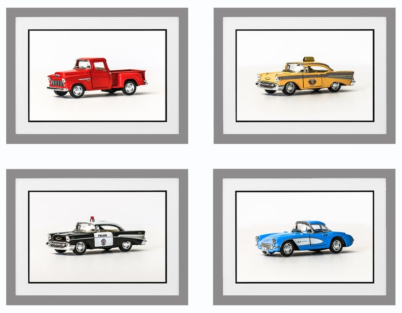 Classic Cars Nursery Decor Discounted Set Of 4 Vintage Cars Etsy