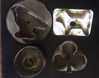 Vintage Hand-crafted Cookie Cutters, Antique Kitchen Tools, Old Cookie Cutters, Primitive Metal Cookie Cutters, Kitchen Memorabilia