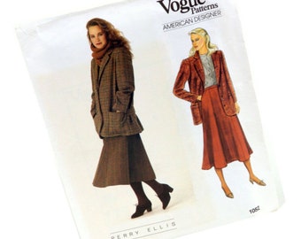 Vogue American Designer 1052 Pattern Perry Ellis Jacket Skirt Uncut Sz 6 8 10