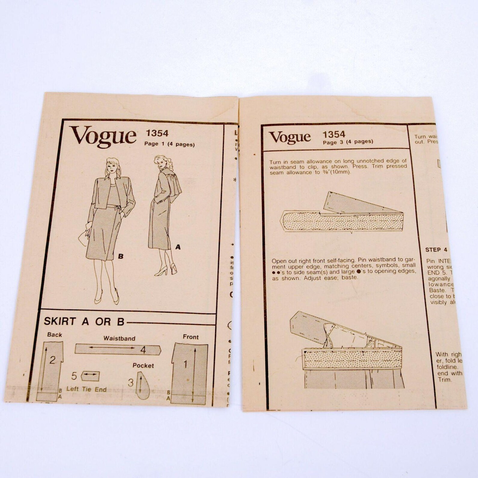 Vogue 1354 Sewing Pattern Perry Ellis Uncut Jacket Skirt 1980's Misses ...