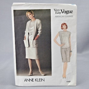 Anne Klein Vogue 1147 Sewing Pattern: 80s Jacket, Skirt & Top - Size 8