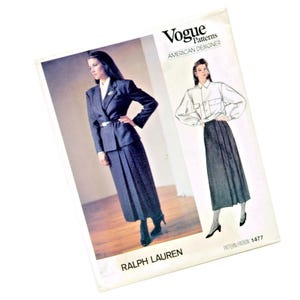 Vogue 1477 Symönster Ralph Lauren Jacka Kjol Blus Oklippt Misses Storlek 8