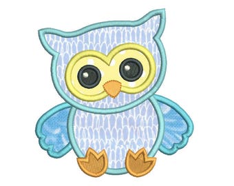 Baby Owl Applique Embroidery Design, Cute Baby Boy Owl Machine Embroidery, 4x4, 5x7, 6x10, Baby Embroidery, Instant Download No: FA544-3