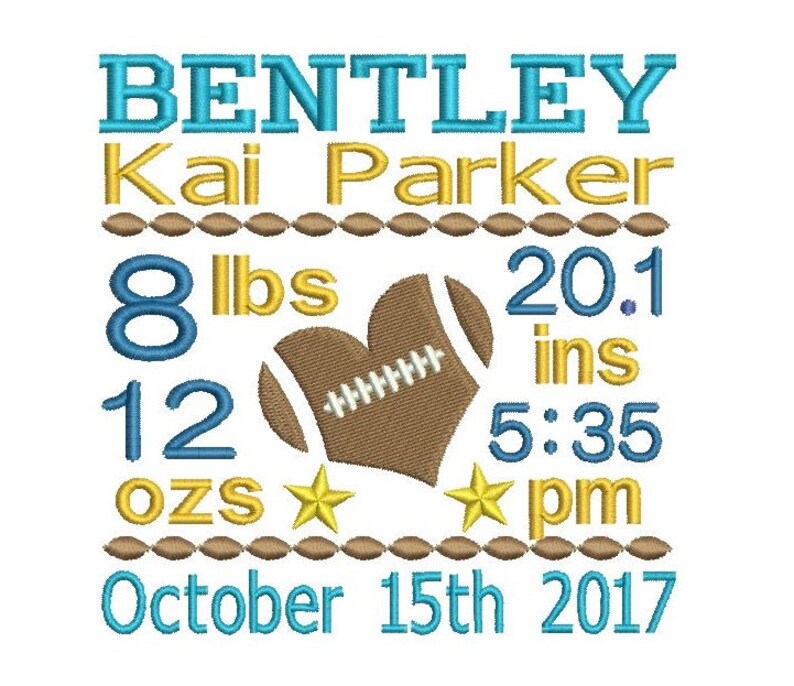 Birth Announcement TEMPLATE Embroidery Design Subway Art Etsy