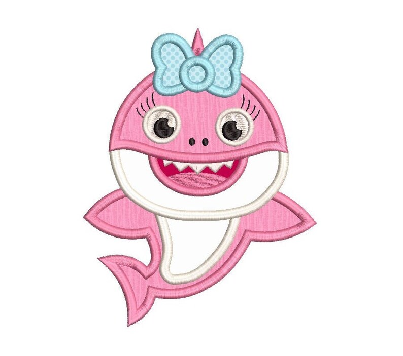 Baby Shark Embroidery Applique Design Sea Life Girl Shark | Etsy